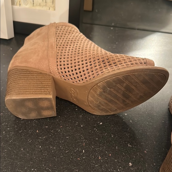 Qupid Tan Peep-Toe Ankle Booties - Picture 4 of 10